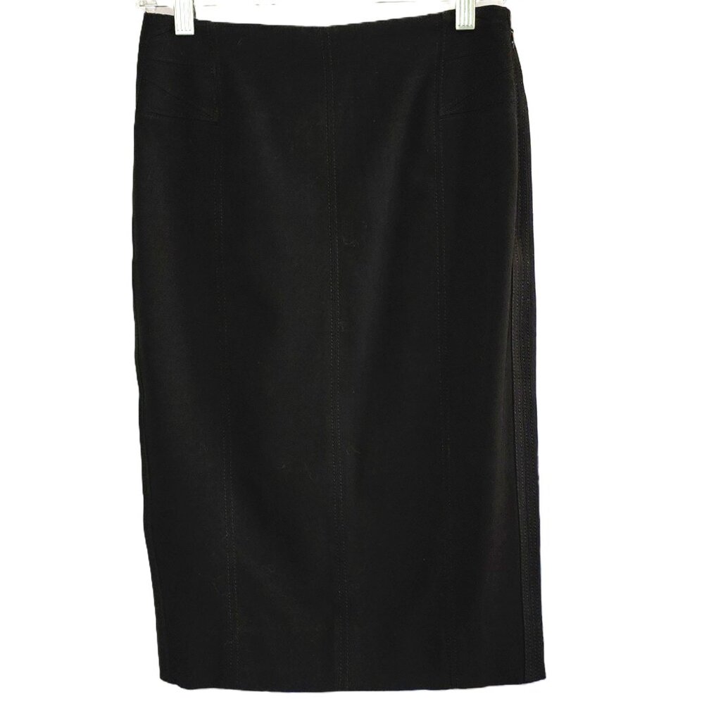 White House Black Market Black Midi Pencil Skirt Size 00